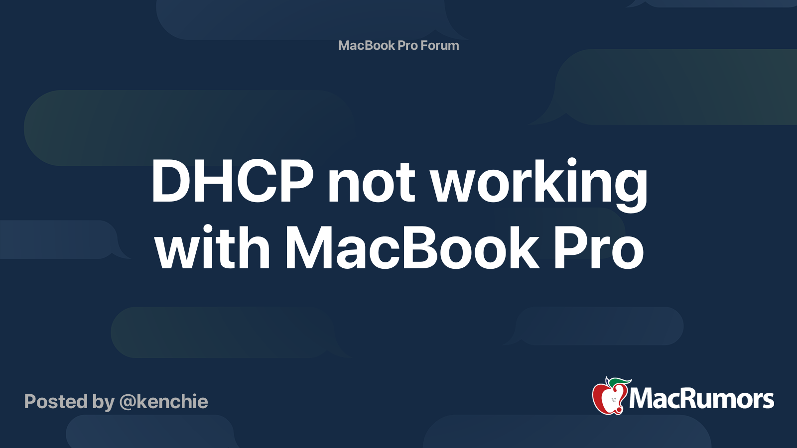 DHCP Not Working With MacBook Pro MacRumors Forums