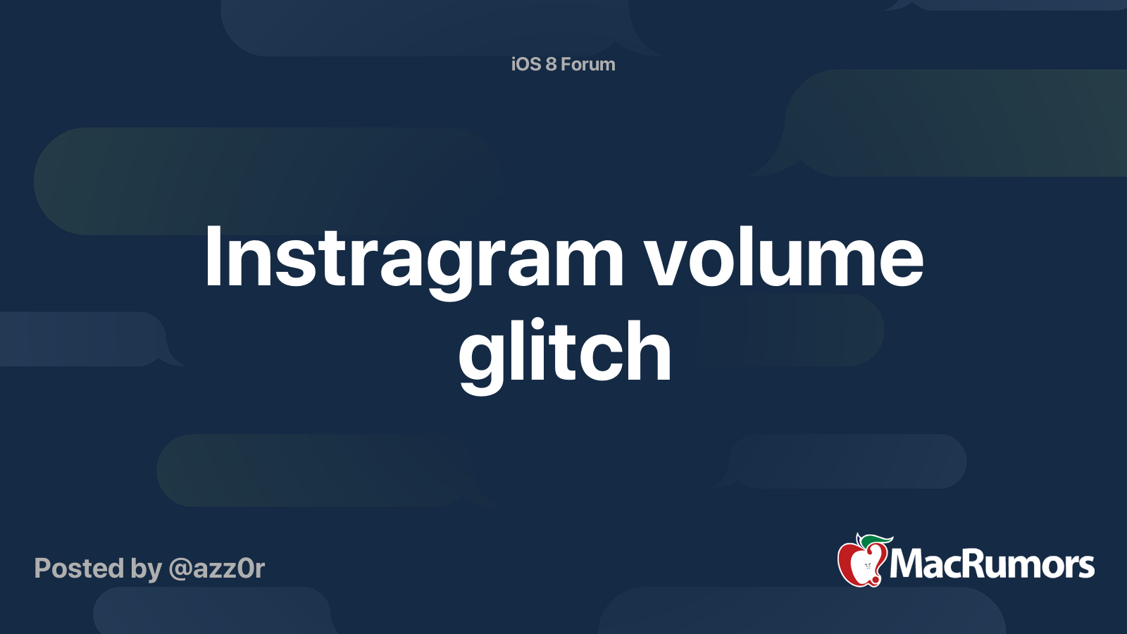 Instragram volume glitch MacRumors Forums