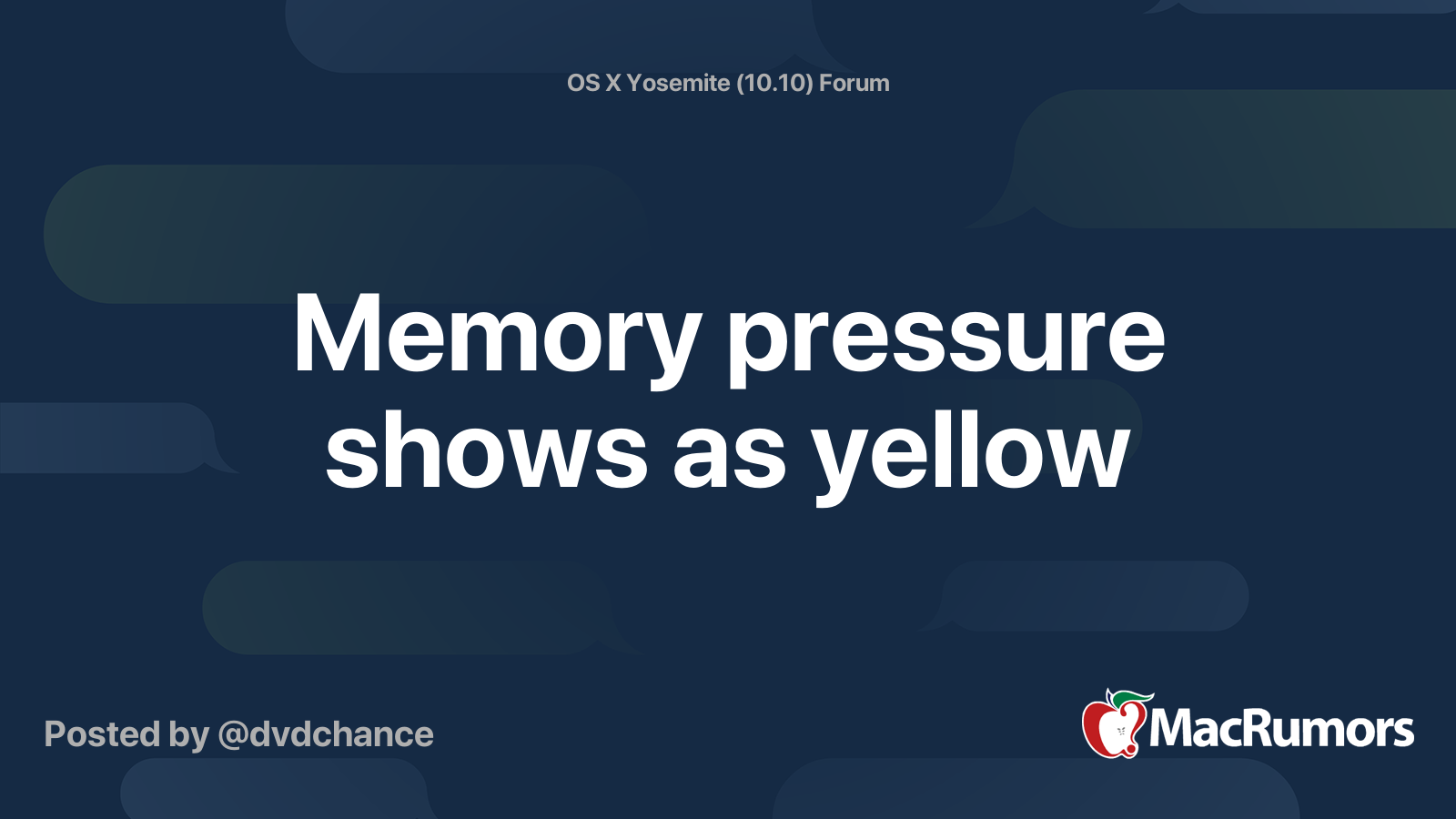 Memory pressure shows as yellow MacRumors Forums