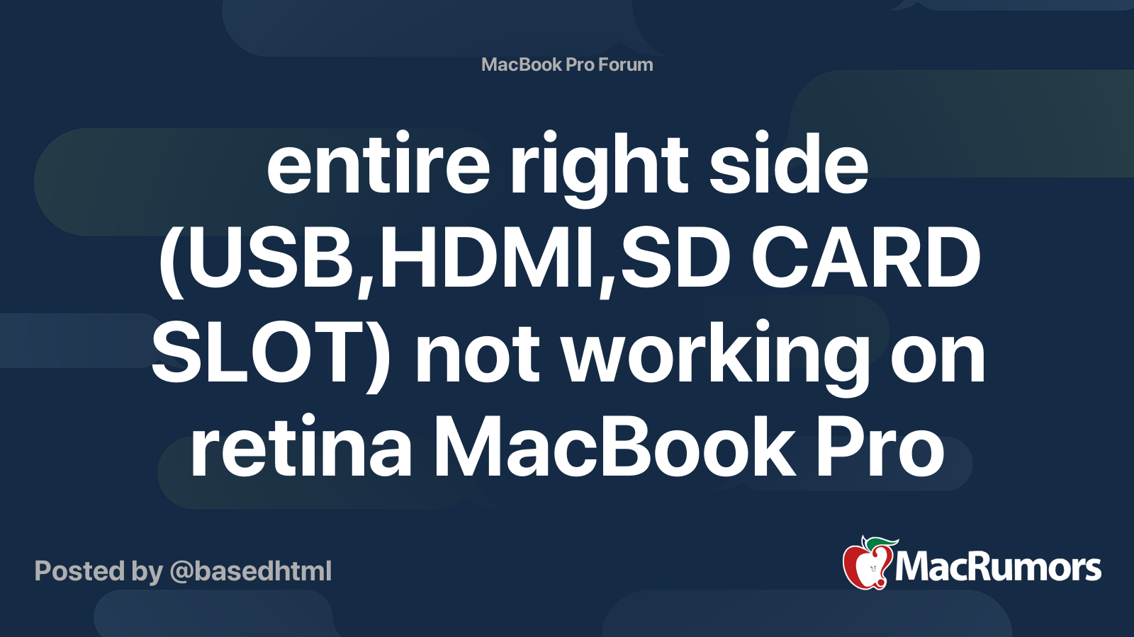 entire right side (USB,HDMI,SD CARD SLOT) not working on retina MacBook