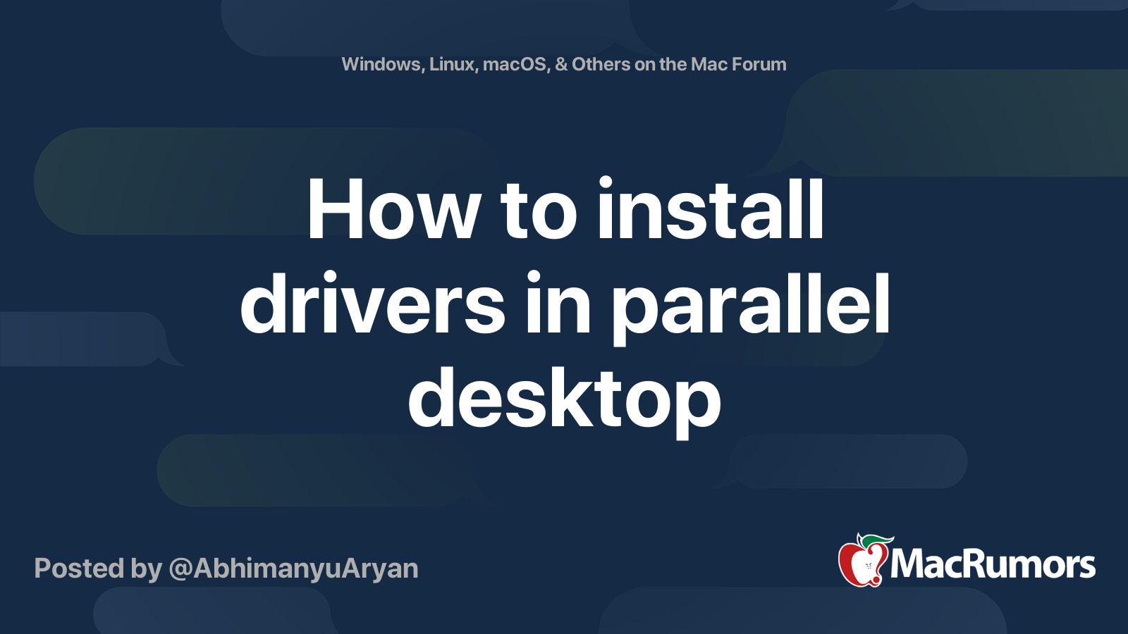 How to install drivers in parallel desktop MacRumors Forums