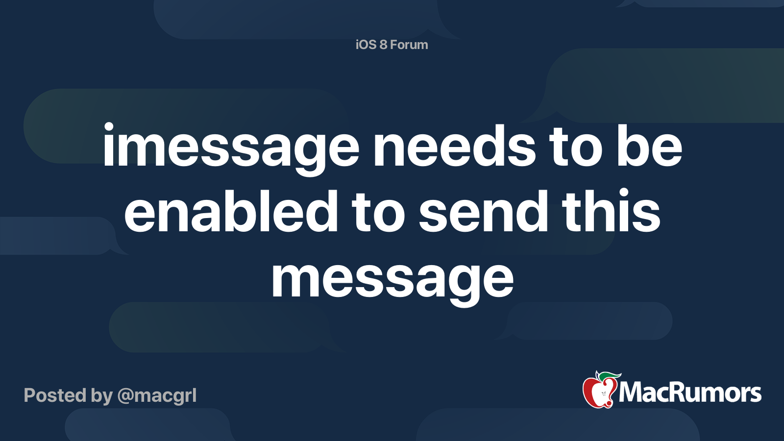 imessage needs to be enabled to send this message mac