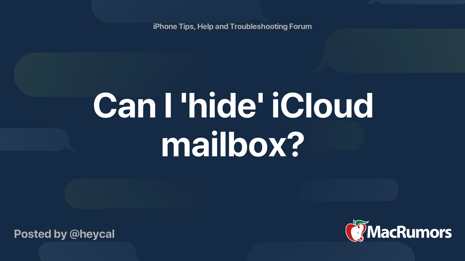 Can I 'hide' iCloud mailbox? MacRumors Forums