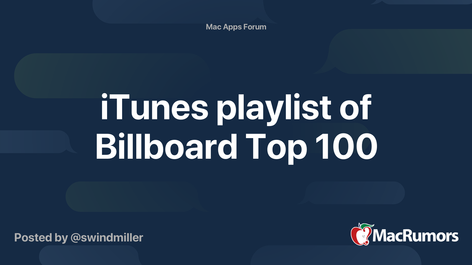 iTunes playlist of Billboard Top 100 | MacRumors Forums