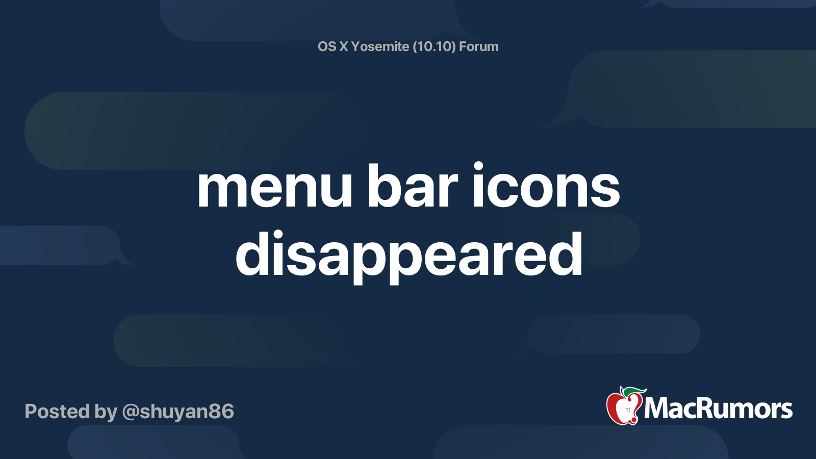 menu bar icons disappeared MacRumors Forums