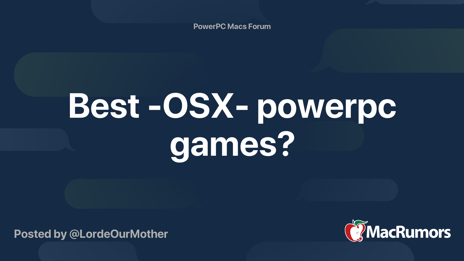 Best OSX powerpc games? MacRumors Forums