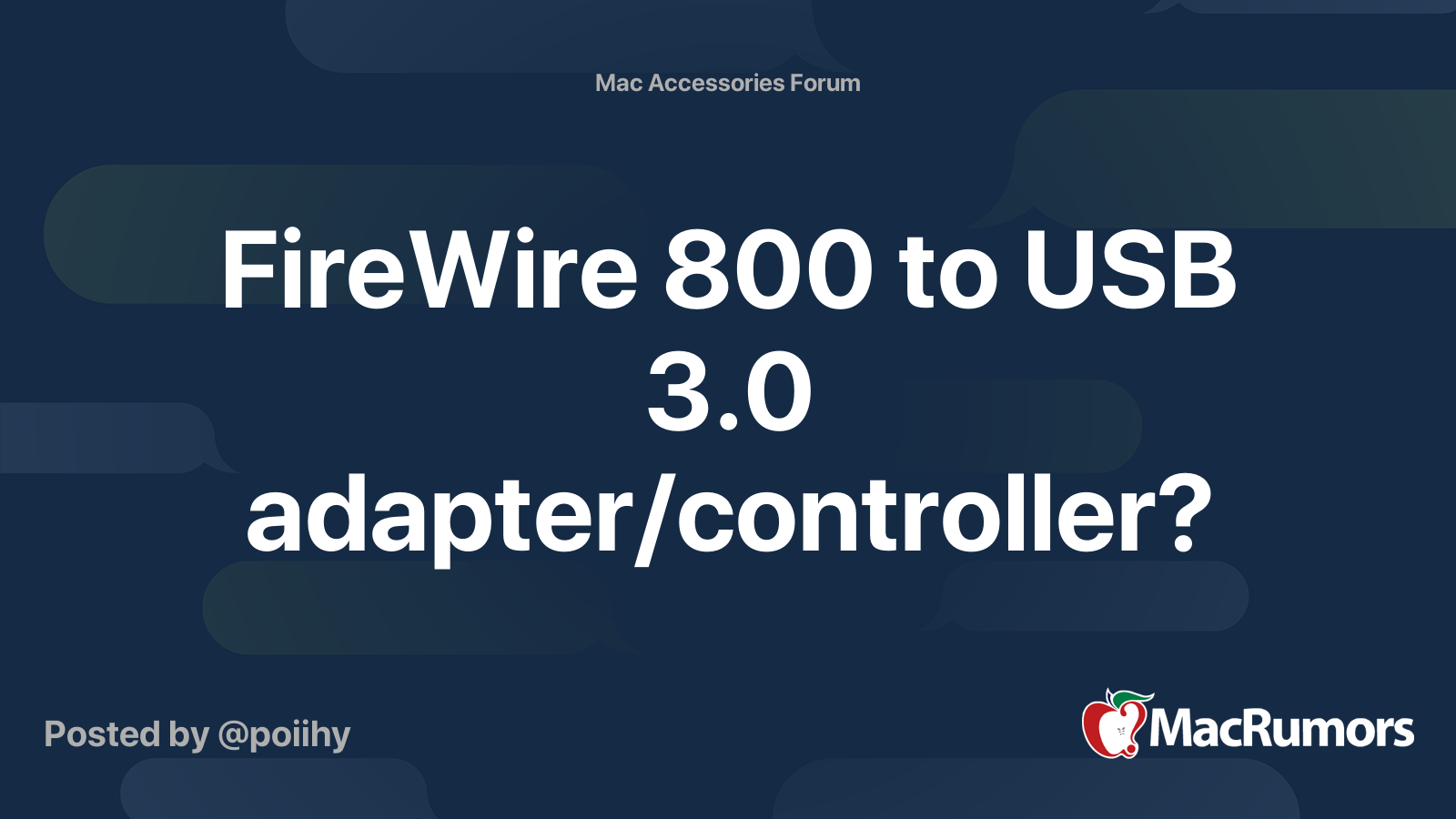 FireWire 800 to USB 3.0 adapter/controller? MacRumors Forums