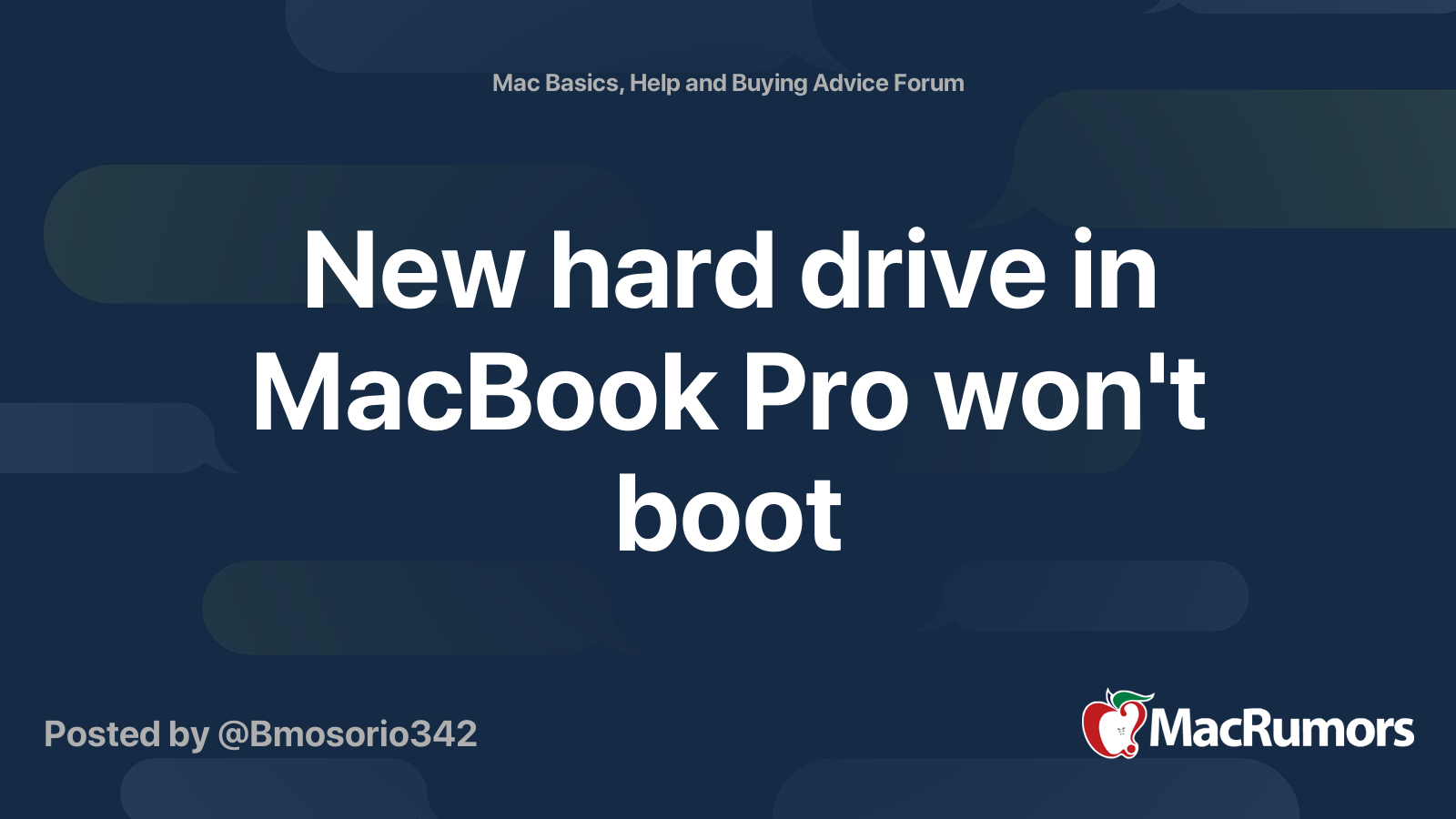 New hard drive in MacBook Pro won't boot | MacRumors Forums