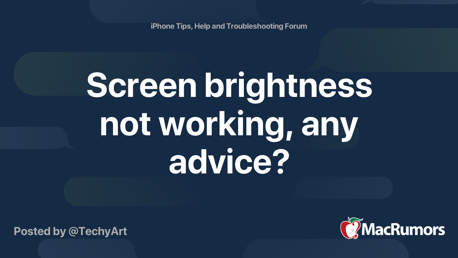 Screen brightness not working, any advice? | MacRumors Forums