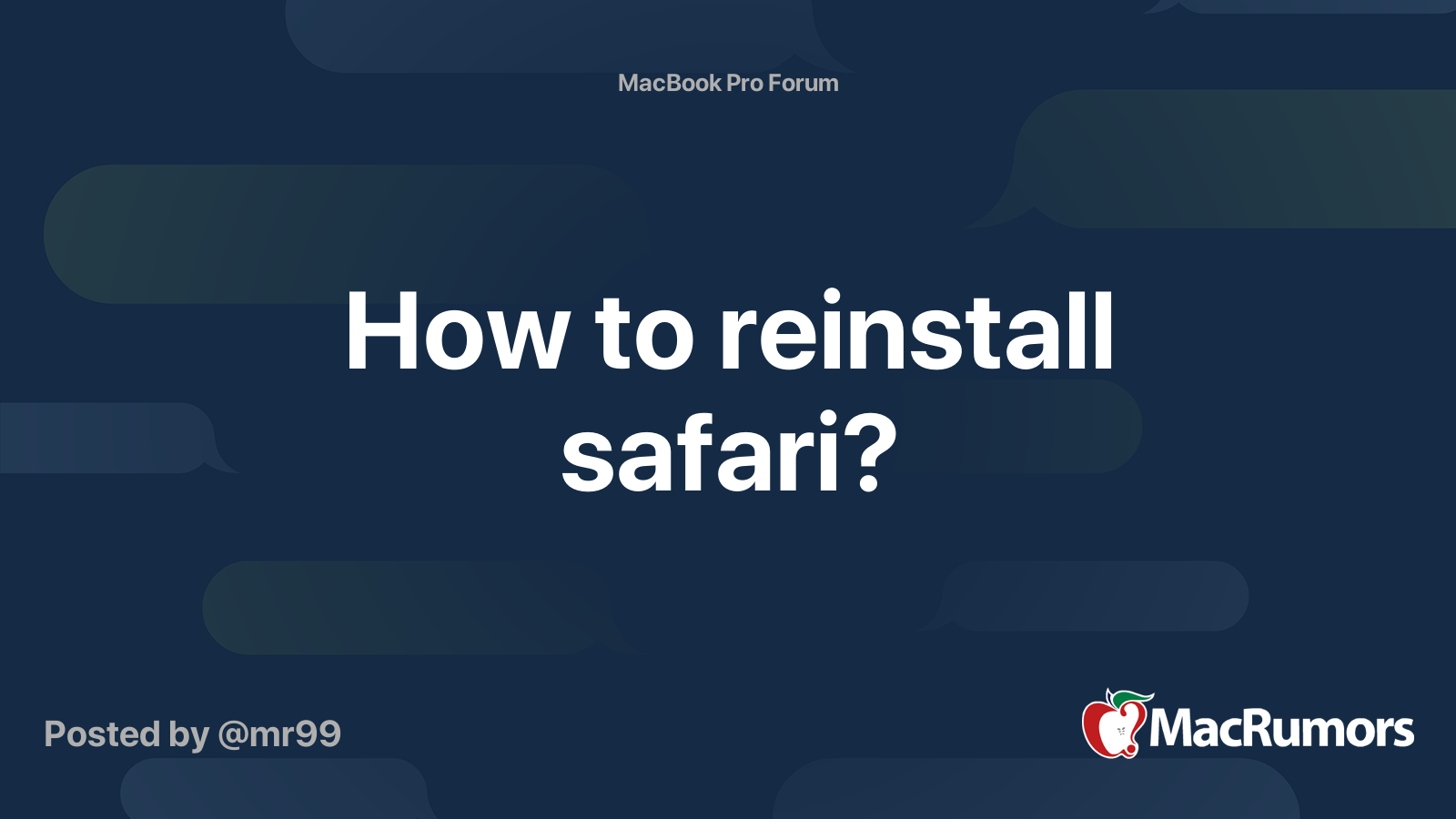 How To Reinstall Safari MacRumors Forums