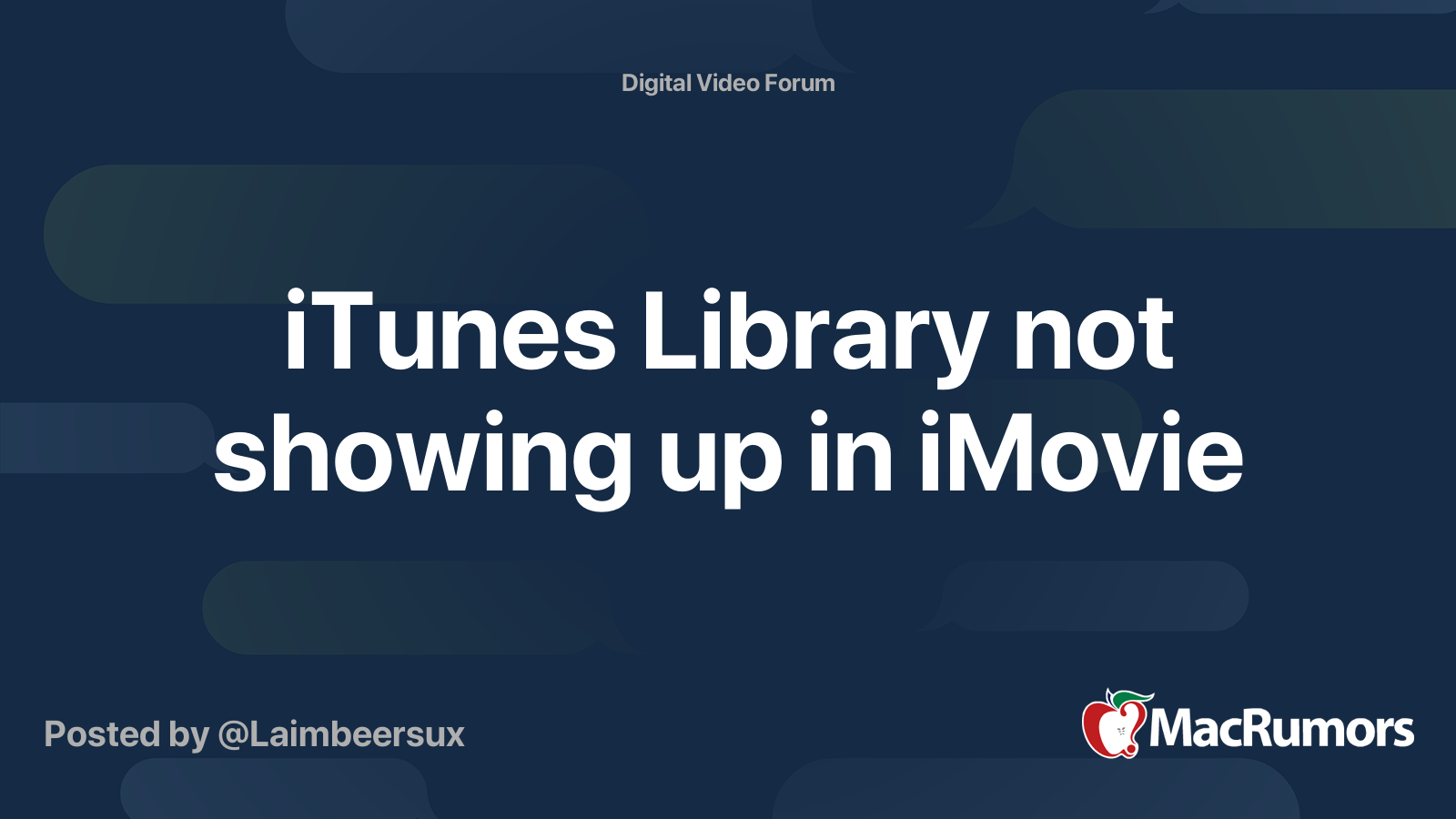 iTunes Library not showing up in iMovie MacRumors Forums
