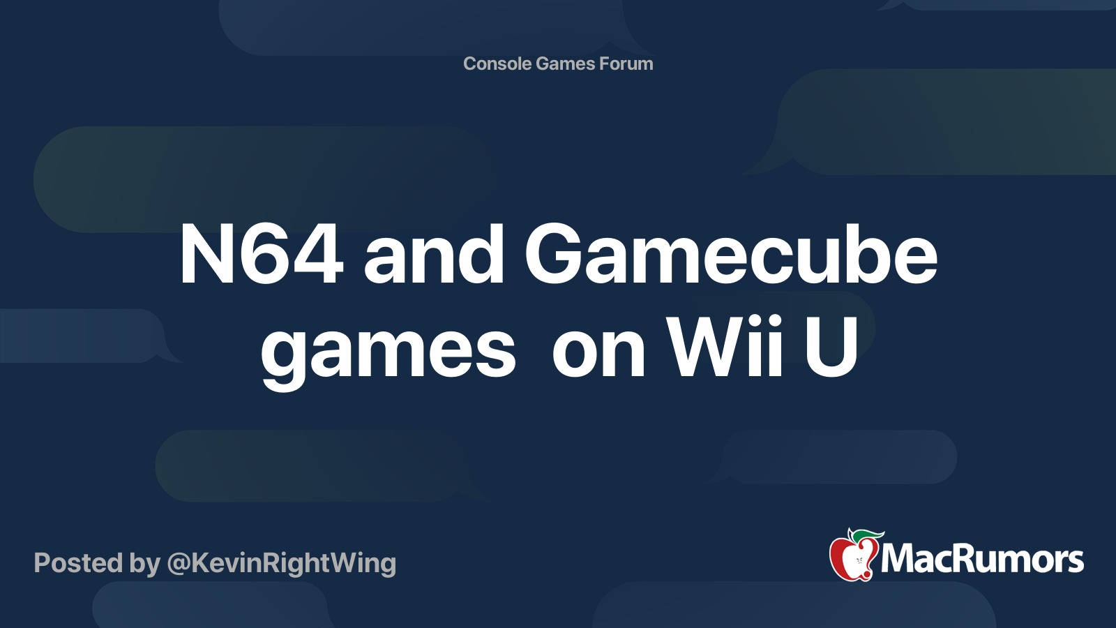 N64 And Gamecube Games On Wii U Macrumors Forums