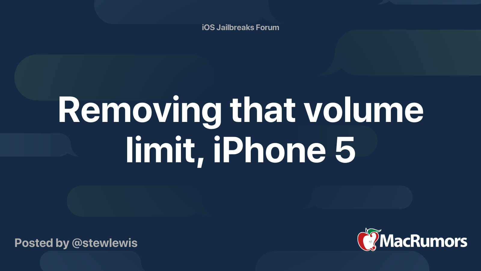 Removing that volume limit, iPhone 5 | MacRumors Forums