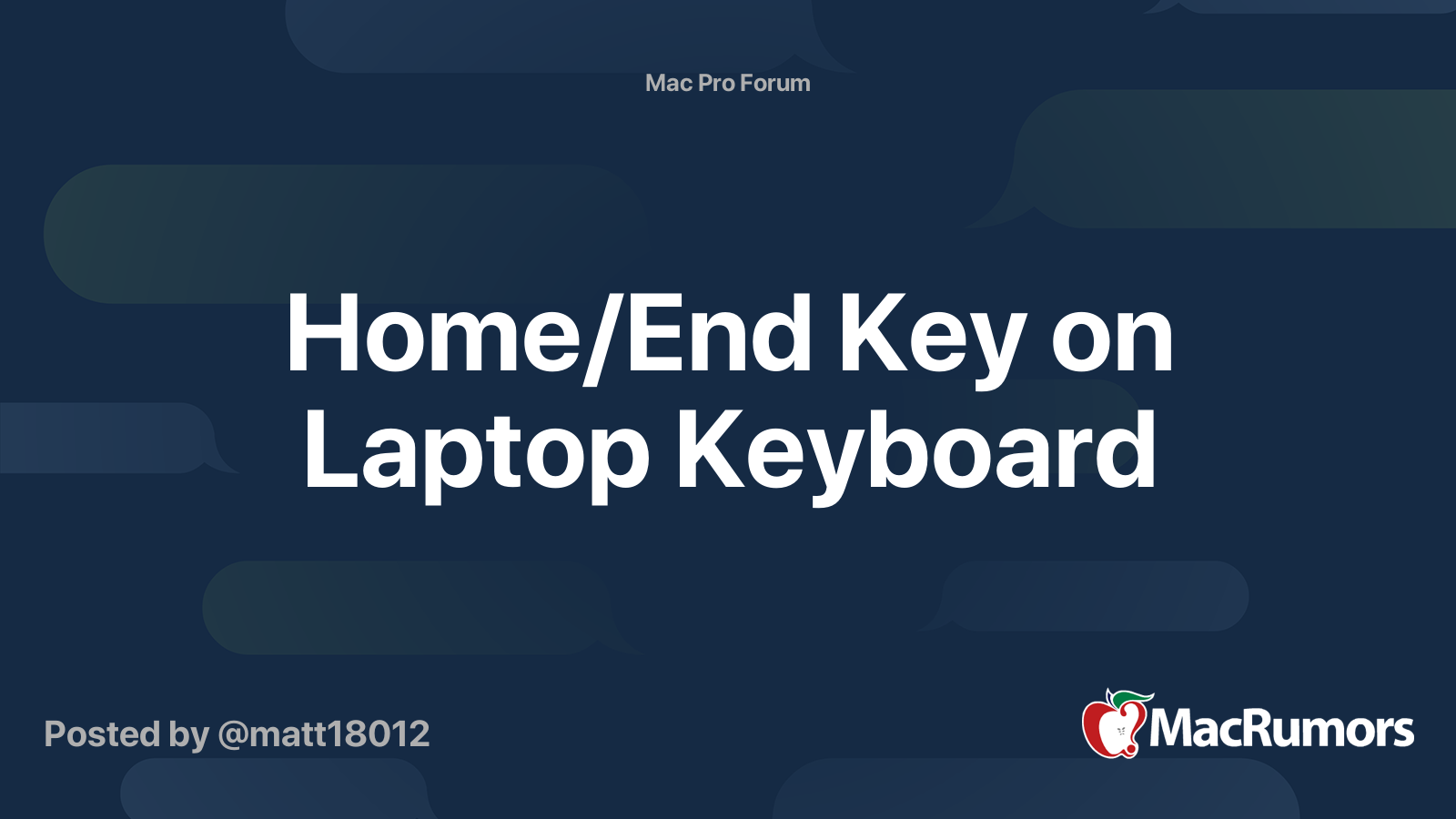 Home/End Key on Laptop Keyboard MacRumors Forums