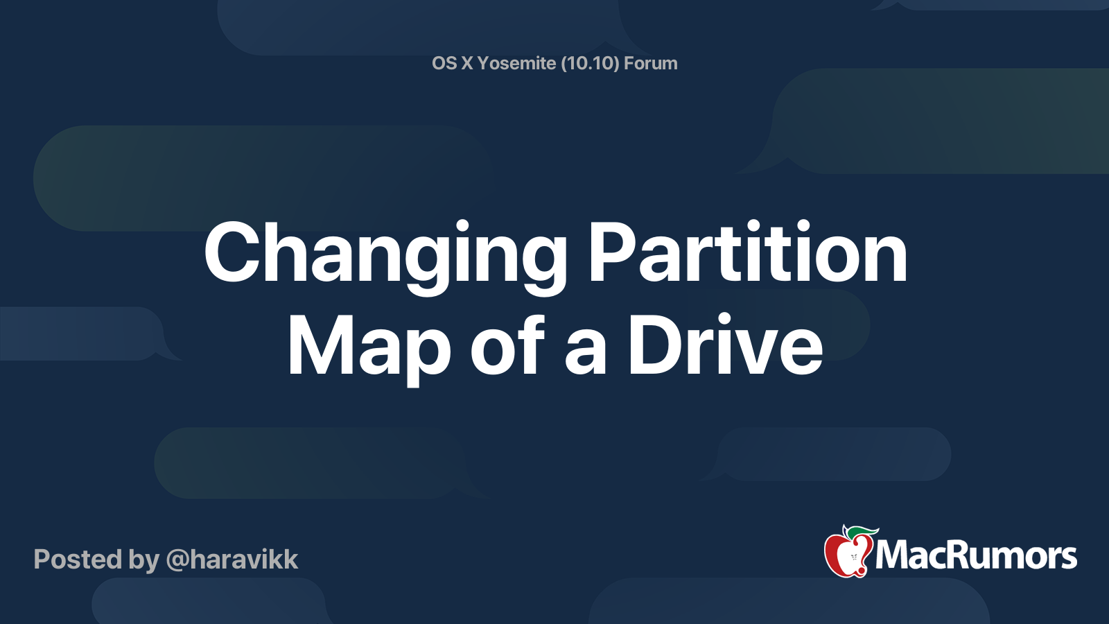 Changing Partition Map of a Drive | MacRumors Forums