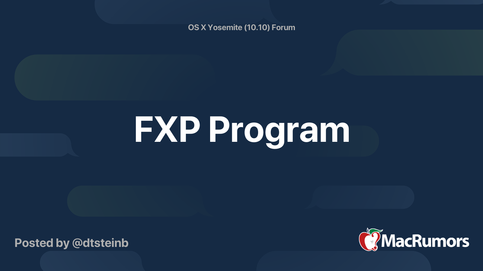 Fxp Program Macrumors Forums