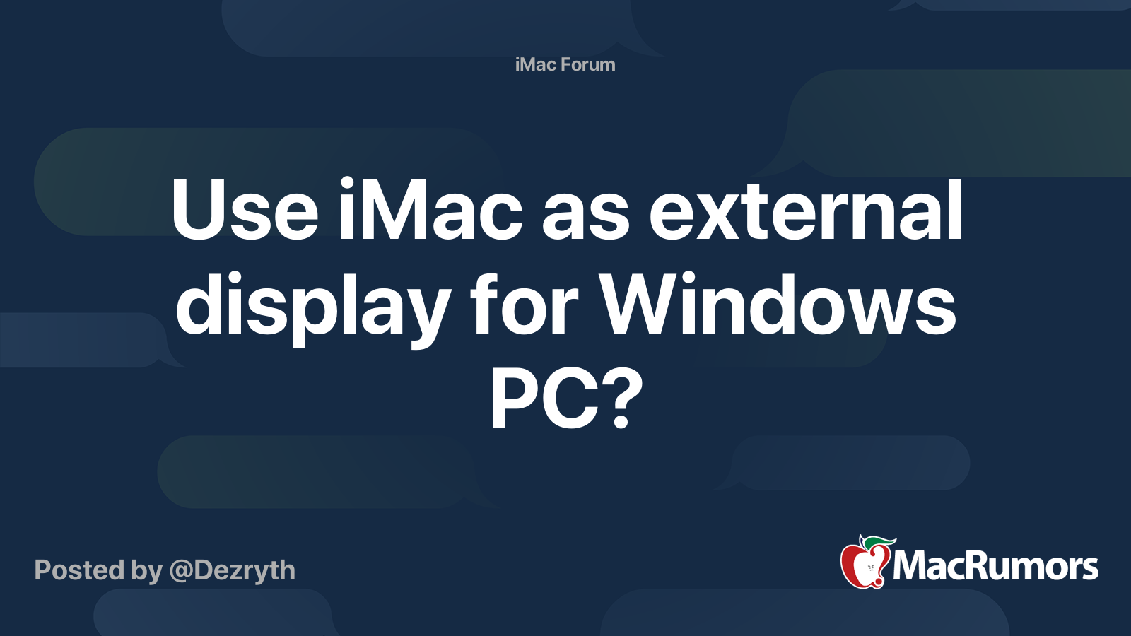 Use iMac as external display for Windows PC? | MacRumors Forums