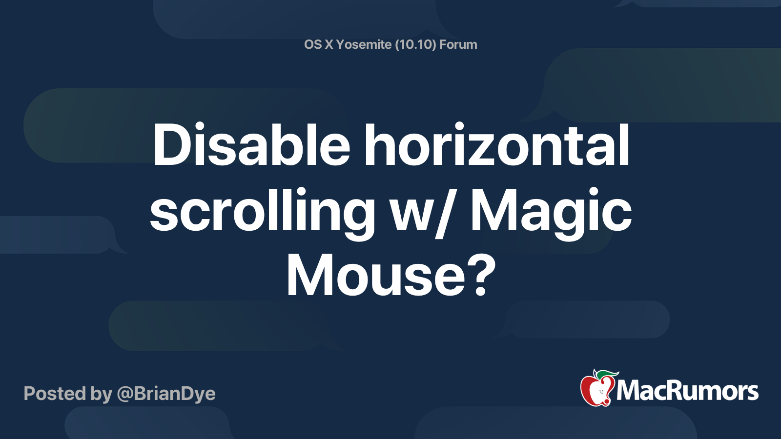 Disable horizontal scrolling w/ Magic Mouse? MacRumors Forums