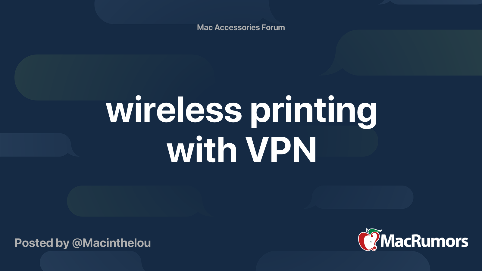 wireless printing with VPN MacRumors Forums