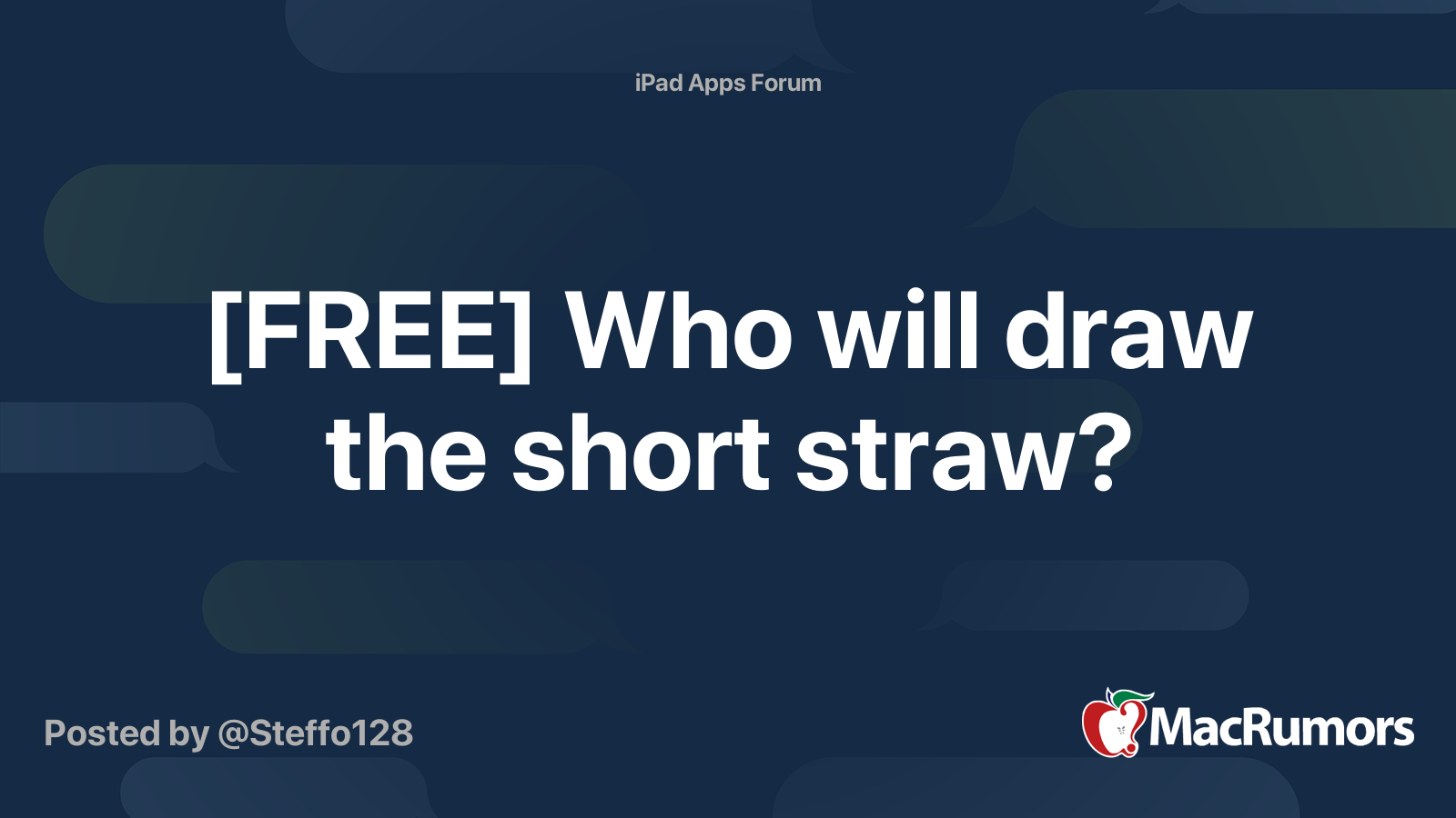 [FREE] Who will draw the short straw? MacRumors Forums