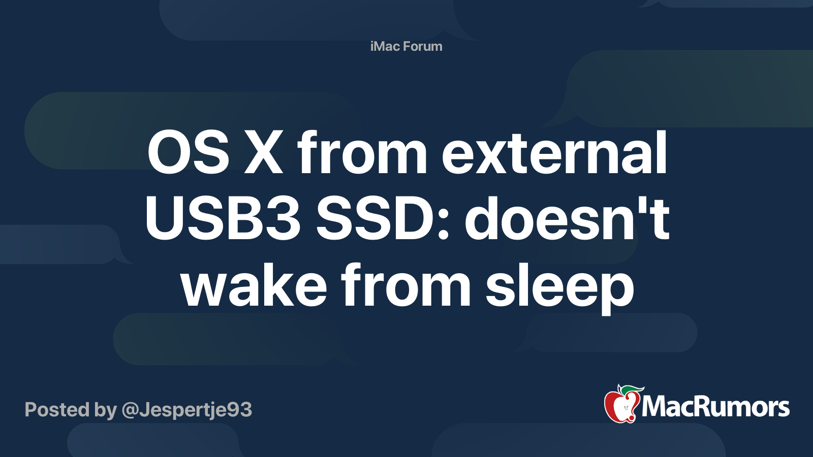 OS X from external USB3 SSD: doesn&rsquo;t wake from sleep | MacRumors 