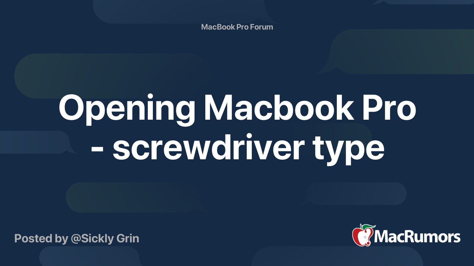 Opening Macbook Pro screwdriver type MacRumors Forums