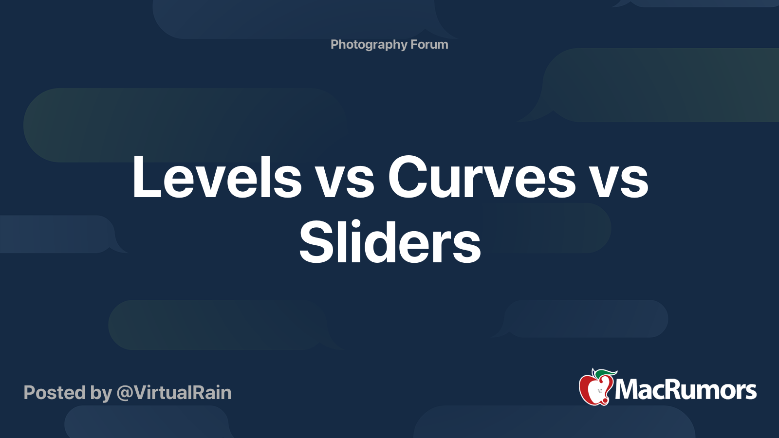 Levels vs Curves vs Sliders MacRumors Forums
