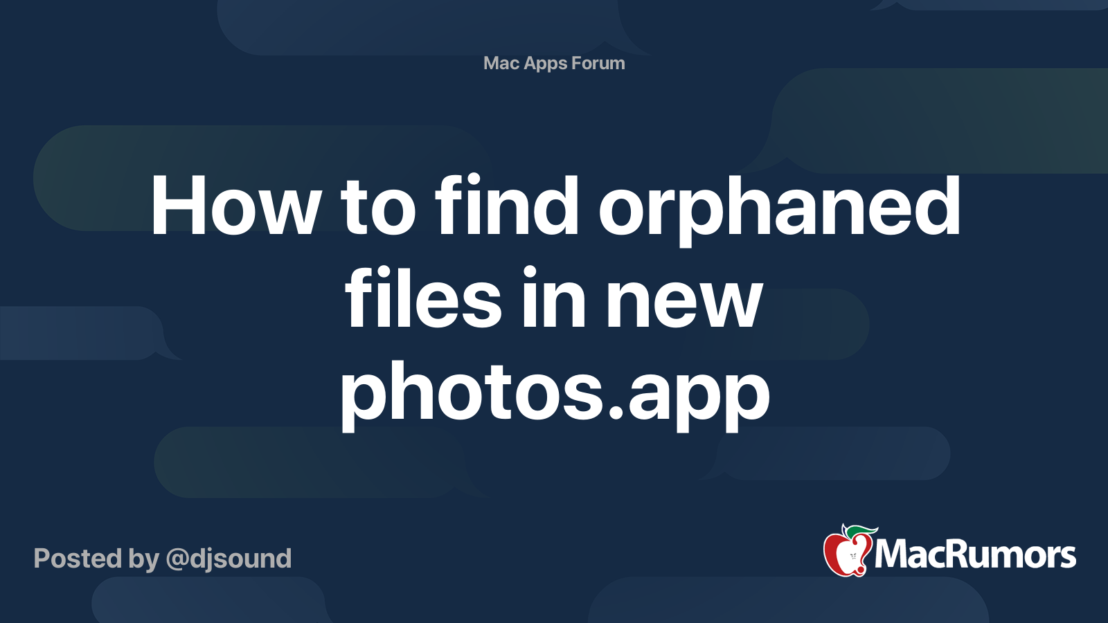 How to find orphaned files in new photos.app MacRumors Forums