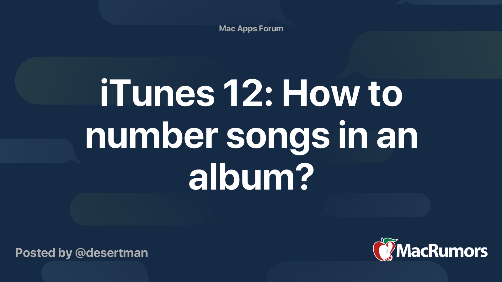 ITunes 12 How To Number Songs In An Album MacRumors Forums
