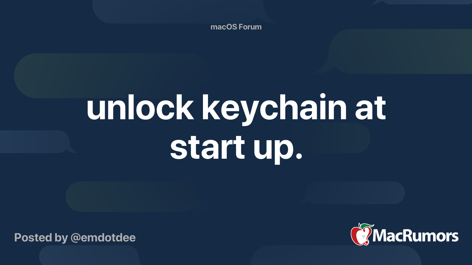 Unlocking macOS Keychains with Python A Comprehensive Guide - unlock keychain at start up. | MacRumors Forums