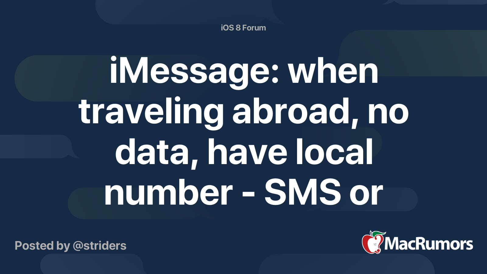 IMessage When Traveling Abroad No Data Have Local Number SMS Or