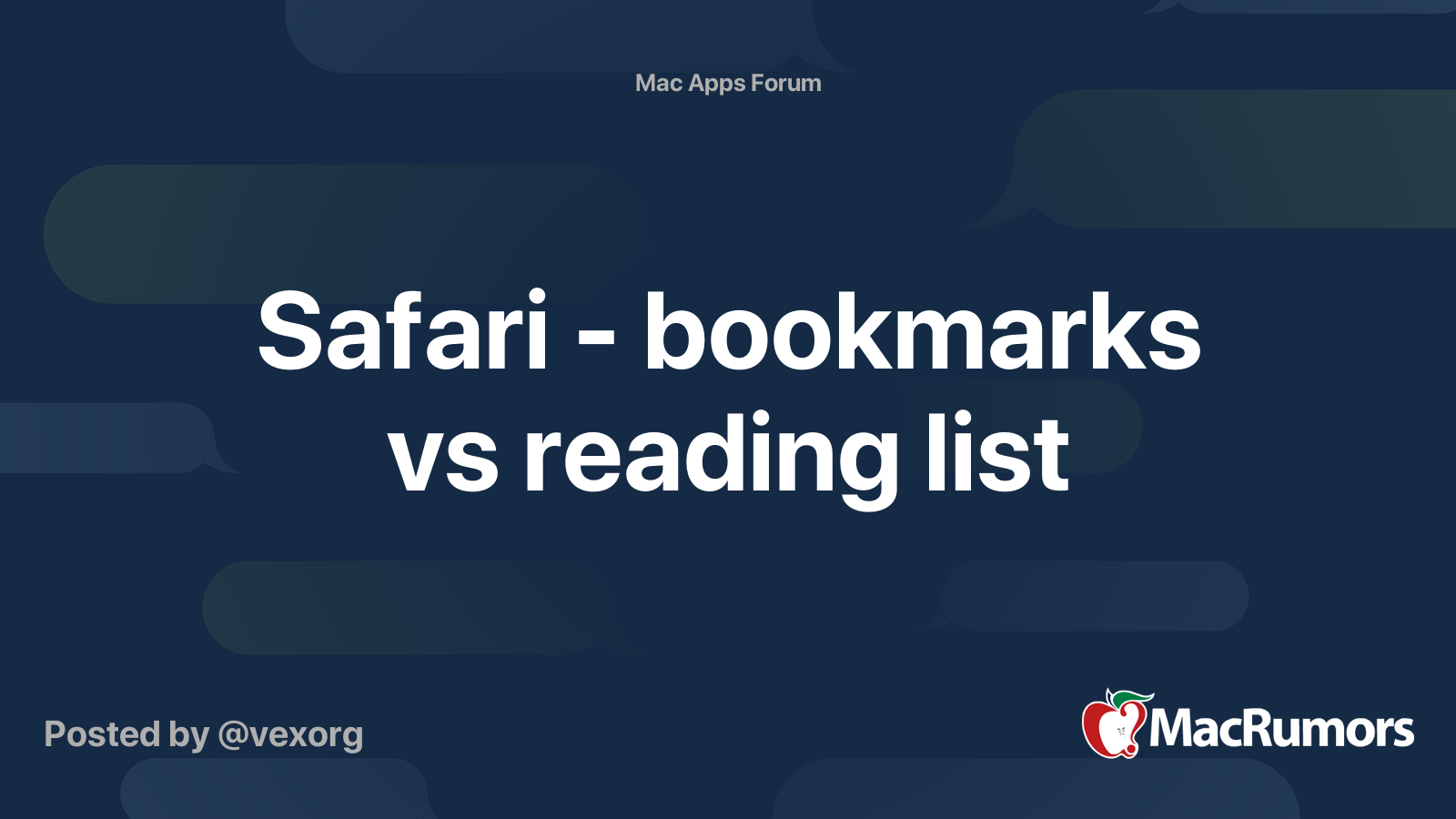 Safari bookmarks vs reading list MacRumors Forums
