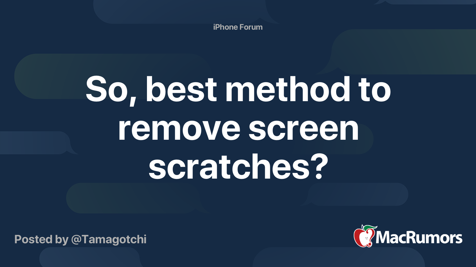 So, best method to remove screen scratches? MacRumors Forums