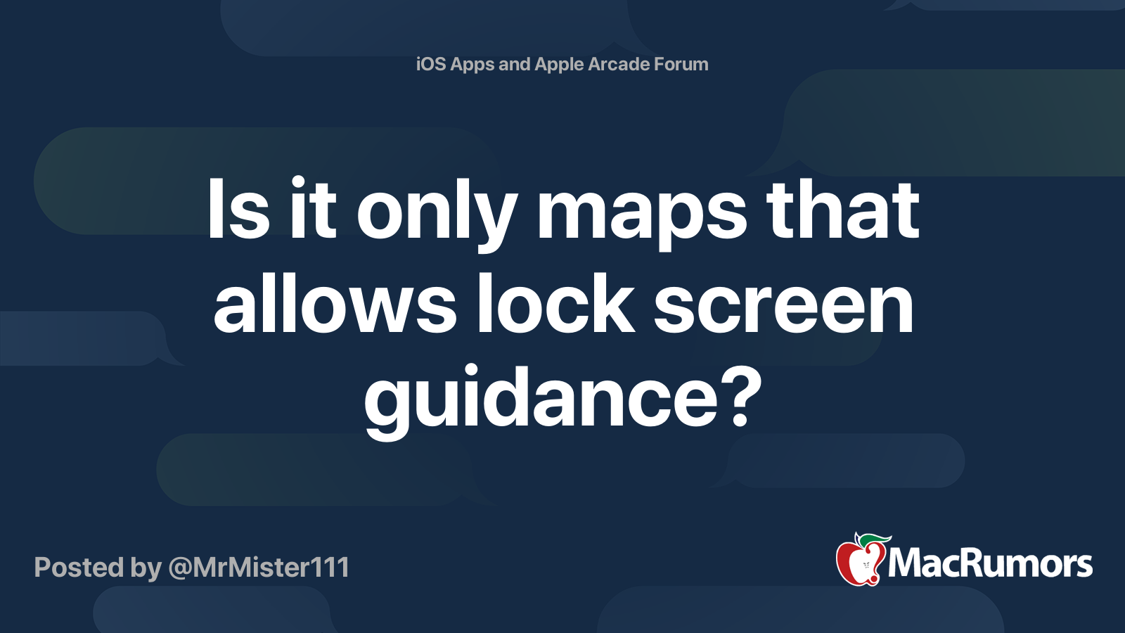 Is it only maps that allows lock screen guidance? | MacRumors Forums
