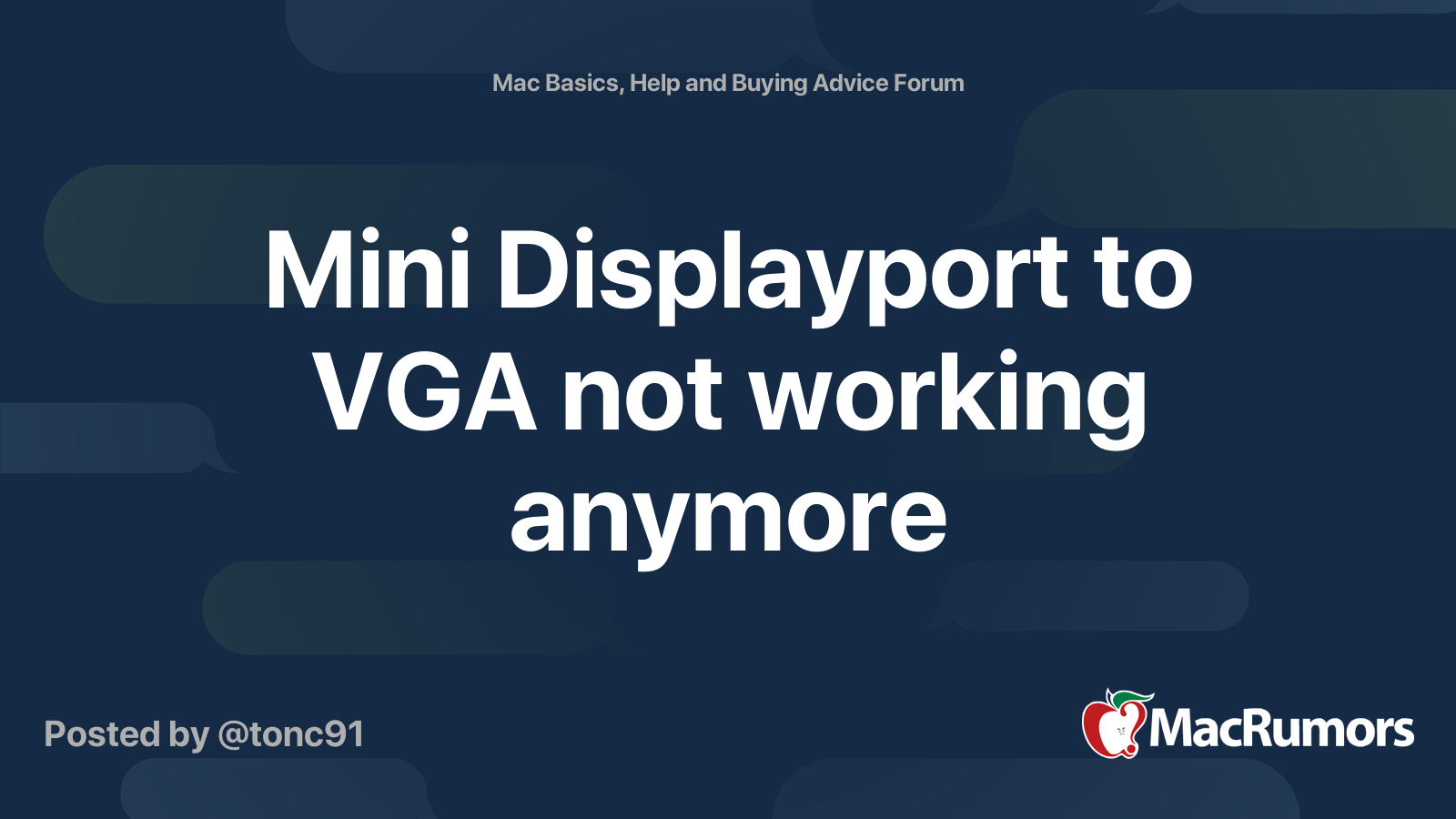 Mini Displayport to VGA not working anymore MacRumors Forums