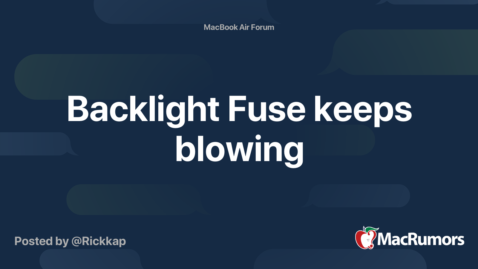 Backlight Fuse keeps blowing MacRumors Forums