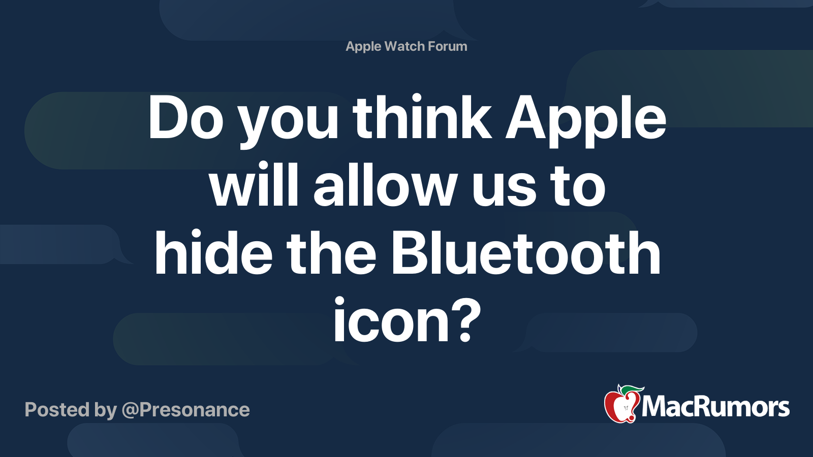 Do You Think Apple Will Allow Us To Hide The Bluetooth Icon Macrumors Forums