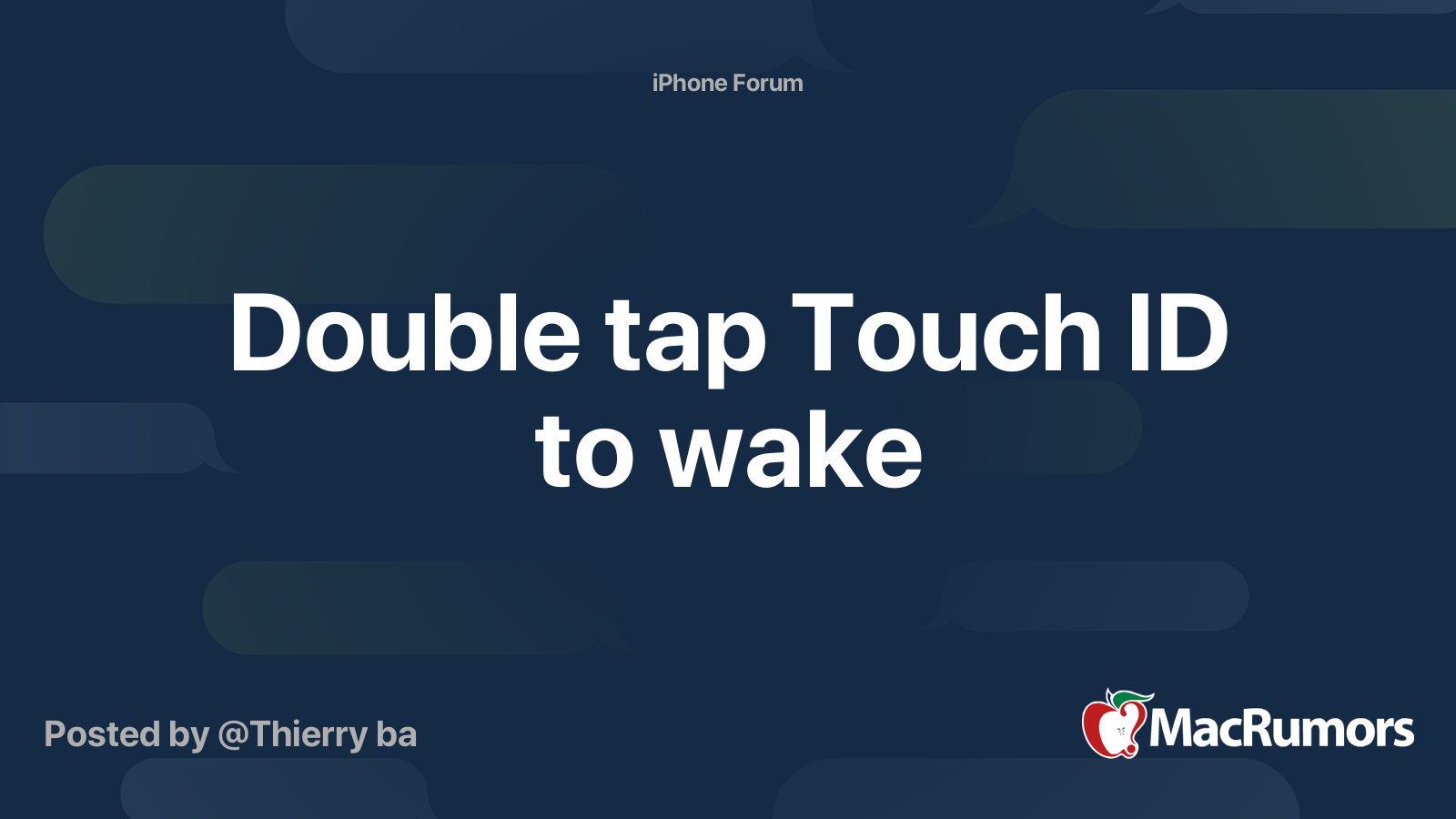 Double tap Touch ID to wake MacRumors Forums