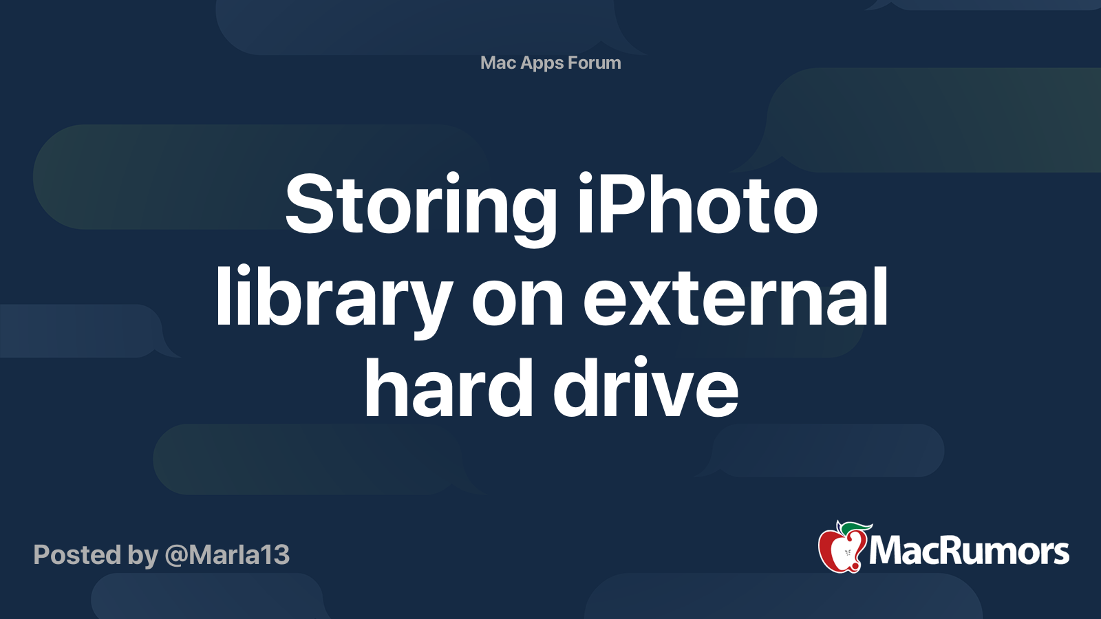 Storing iPhoto library on external hard drive MacRumors Forums