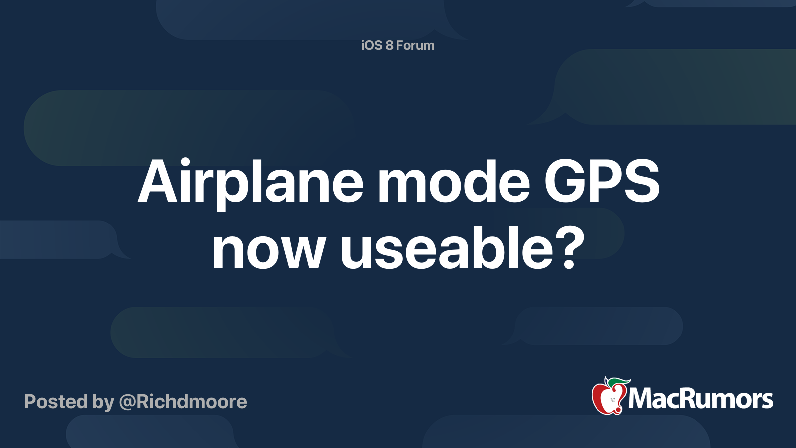 Airplane mode GPS now useable? MacRumors Forums