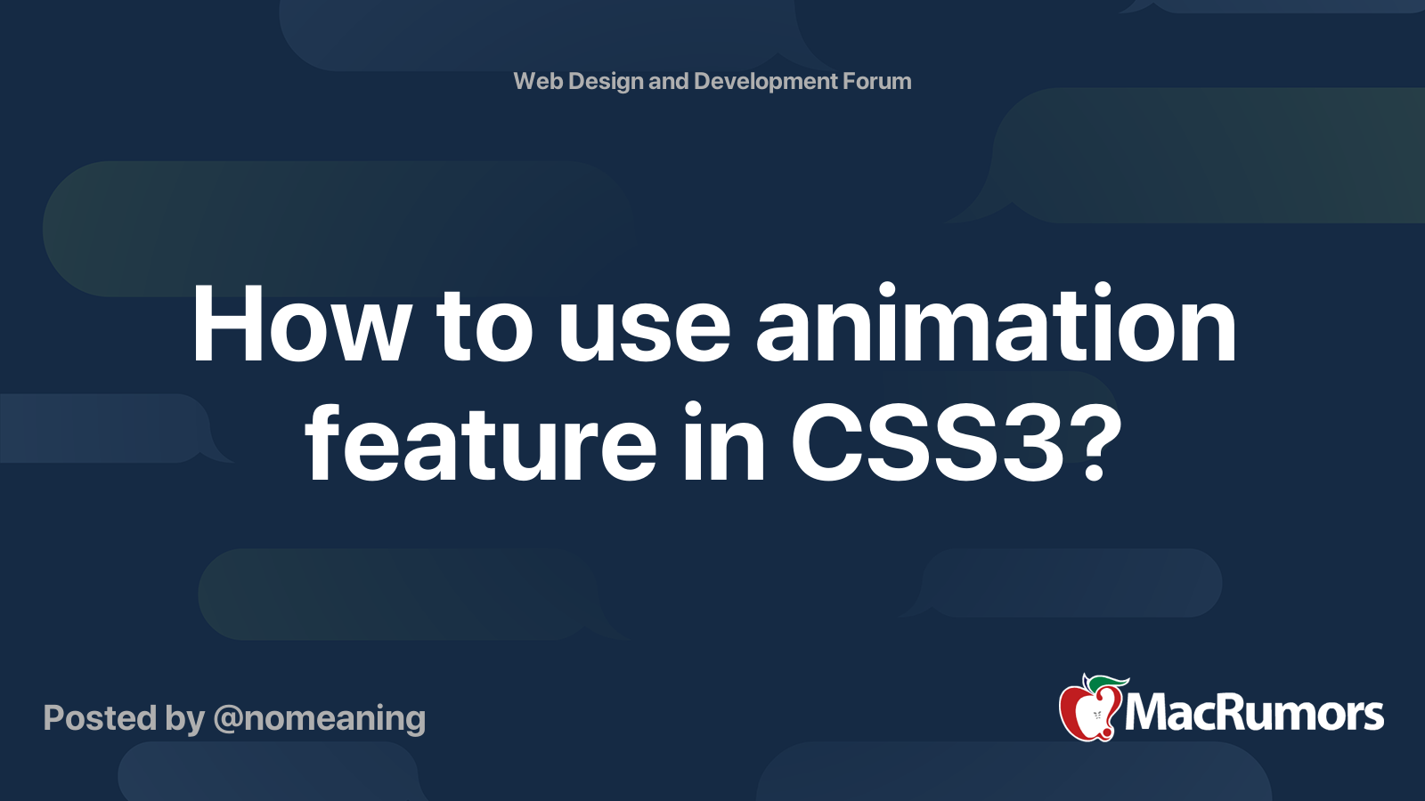 How to use animation feature in CSS3? | MacRumors Forums
