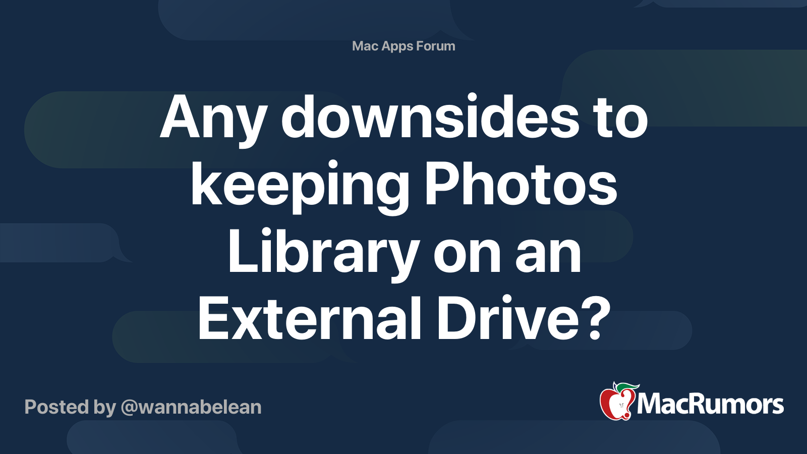 Any downsides to keeping Photos Library on an External Drive