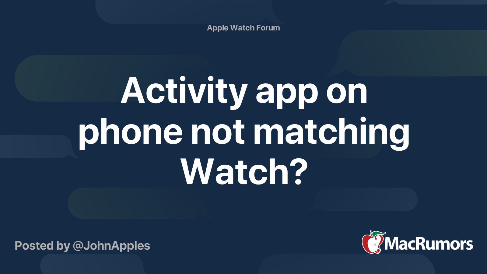Activity app on phone not matching Watch? MacRumors Forums