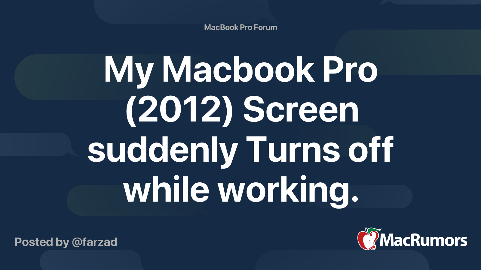 My Macbook Pro (2012) Screen suddenly Turns off while working