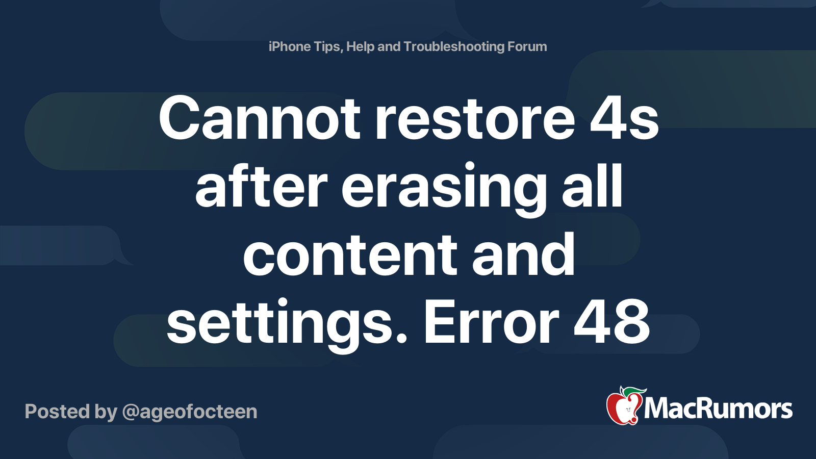 Cannot restore 4s after erasing all content and settings. Error 48