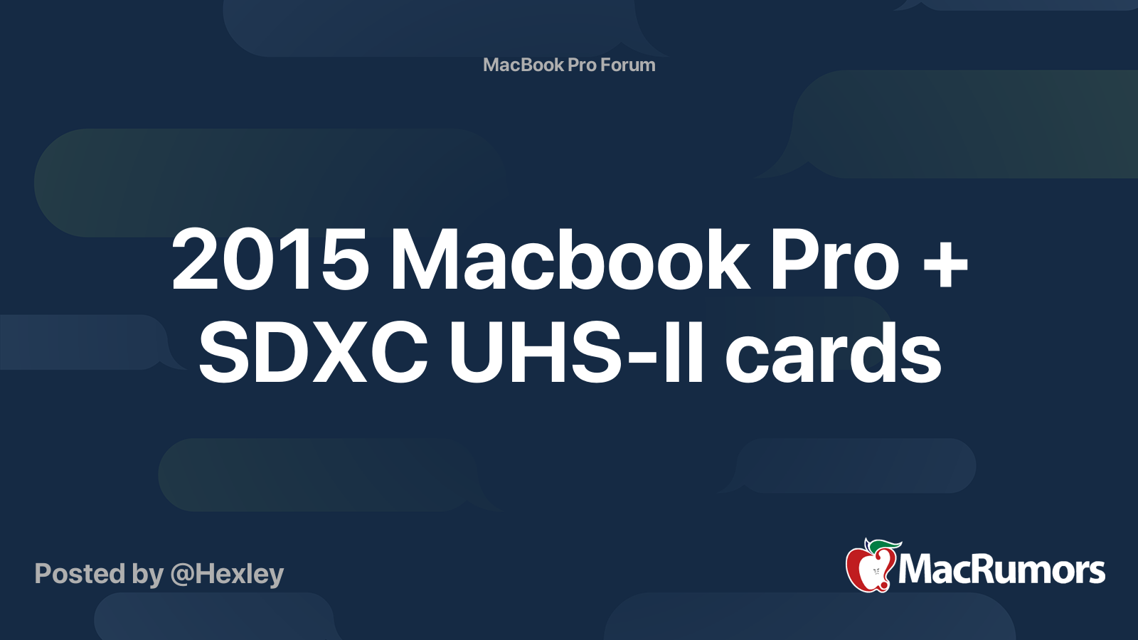2015 Macbook Pro + SDXC UHSII cards MacRumors Forums
