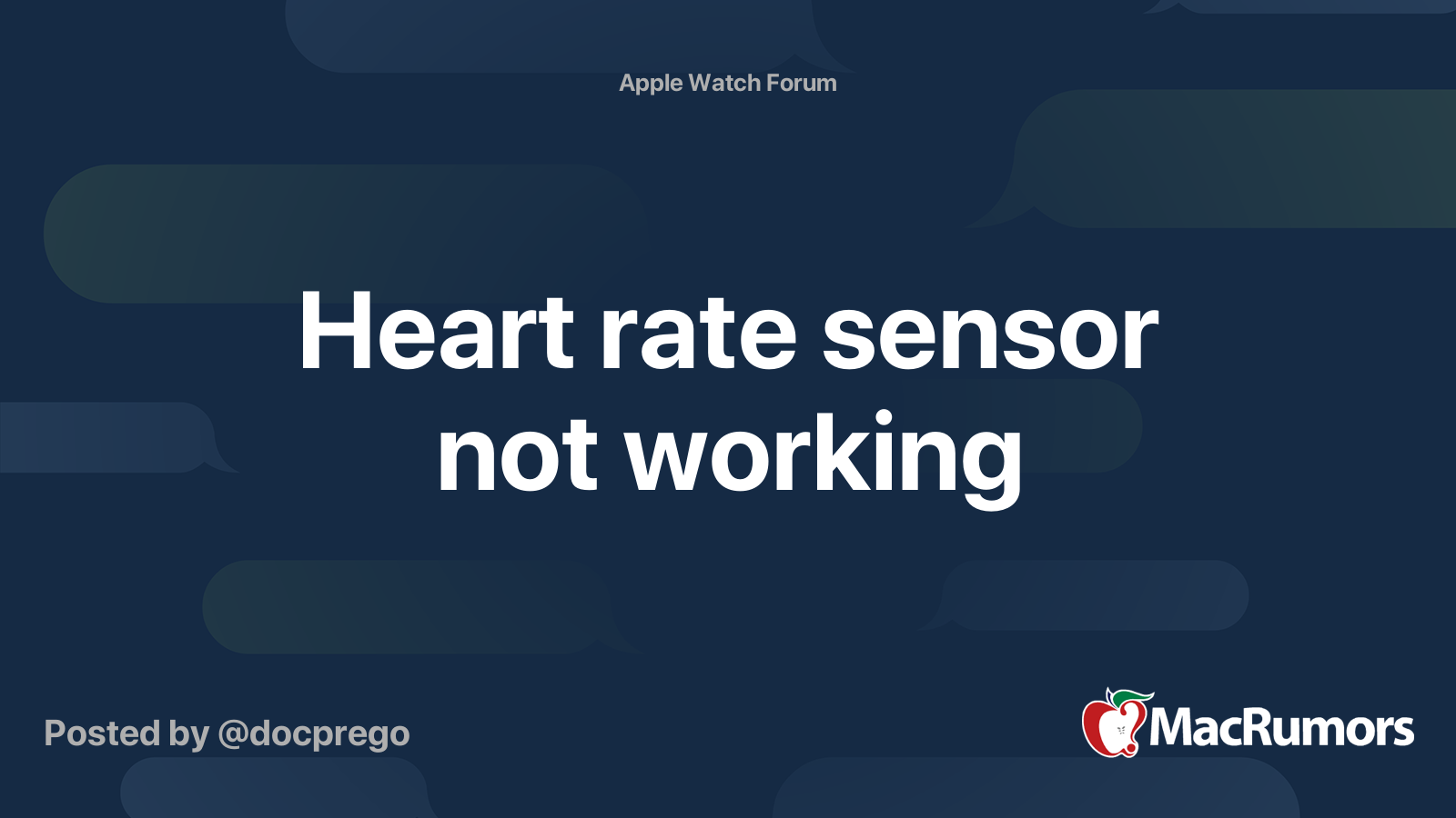 Heart rate sensor not working MacRumors Forums