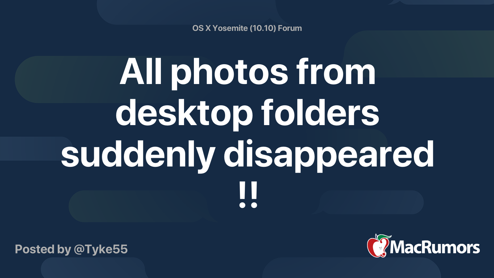 All photos from desktop folders suddenly disappeared !! MacRumors Forums