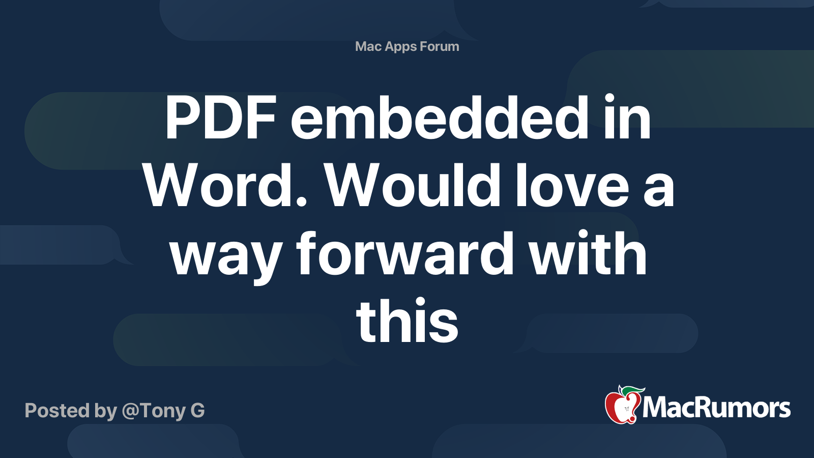 PDF Embedded In Word Would Love A Way Forward With This MacRumors Forums