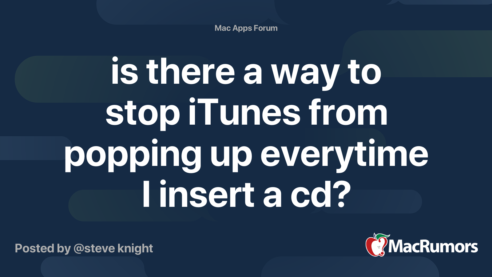 is there a way to stop iTunes from popping up everytime I insert a cd